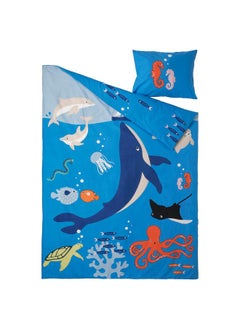 Zaboon Duvet Cover And Pillowcase, Ocean Animals Pattern/Multicolour, 150X200/50X80 Cm  - Image 2