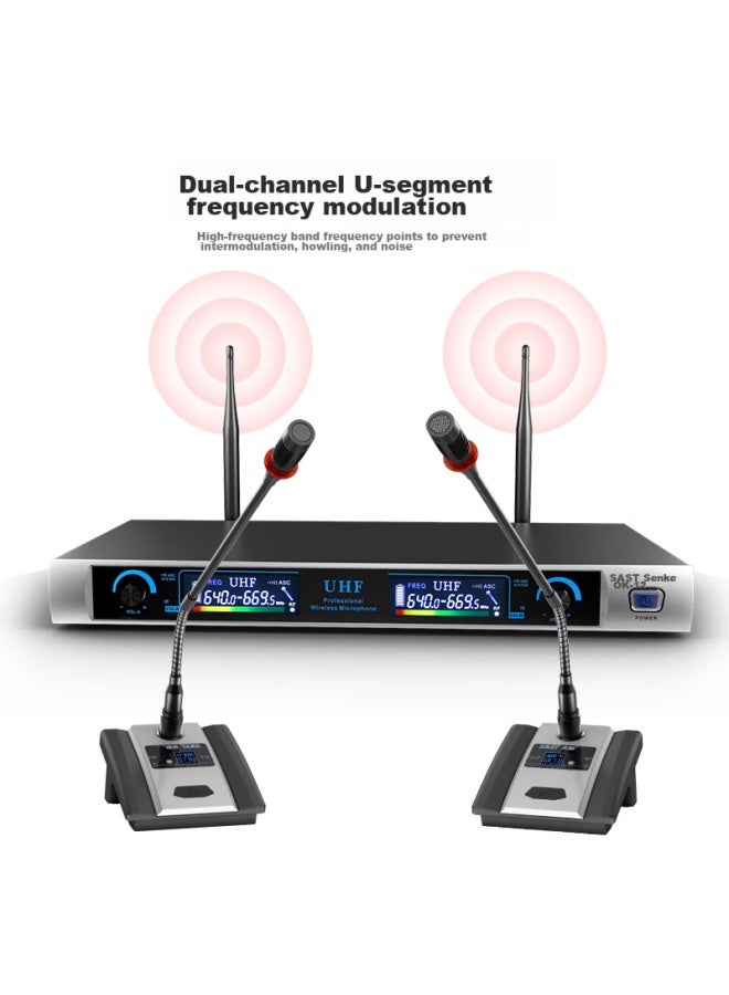 Sast Ok-12 Wireless Microphone, Gooseneck Conference U-segment Frequency-modulated Microphone, Karaoke Hosting Stage Speech Gooseneck-style One-to Microphone - Image 2