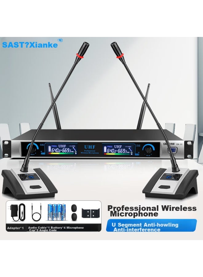 Sast Ok-12 Wireless Microphone, Gooseneck Conference U-segment Frequency-modulated Microphone, Karaoke Hosting Stage Speech Gooseneck-style One-to Microphone - Image 1