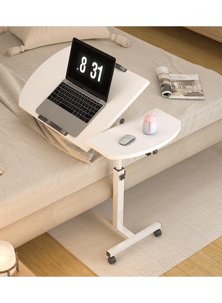 VUCATIN Computer Desk Rolling Overbed Table with Wheels Height Adjustable Laptop Computer Standing Desk Cart with Tilting Top Bedside Table  for Home Office Furniture (White) - Image 1