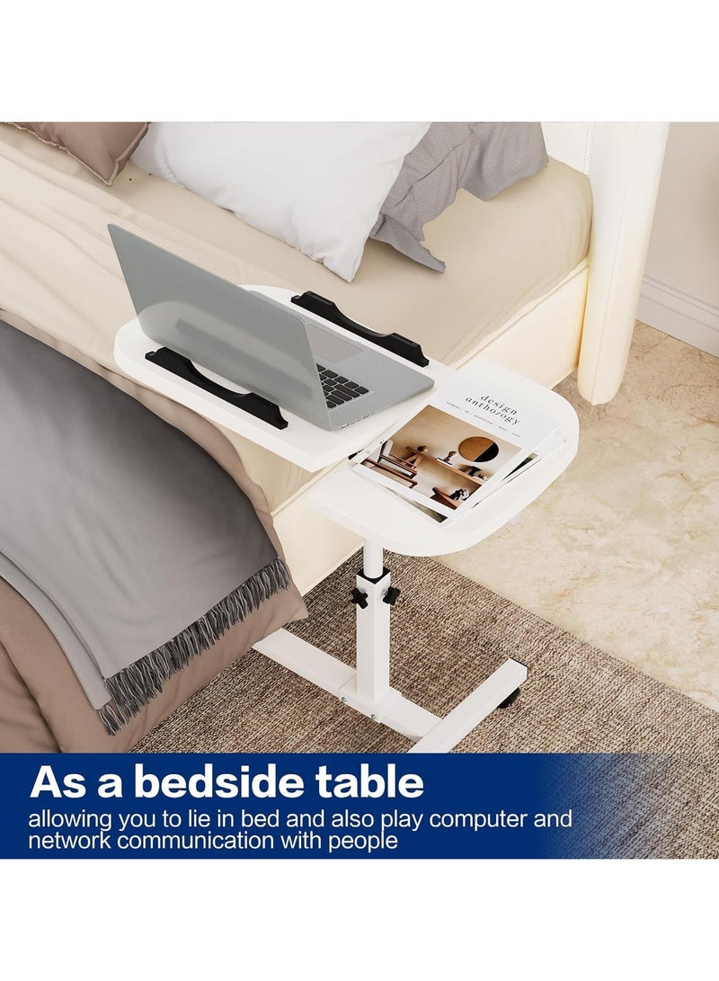 VUCATIN Computer Desk Rolling Overbed Table with Wheels Height Adjustable Laptop Computer Standing Desk Cart with Tilting Top Bedside Table  for Home Office Furniture (White) - Image 5