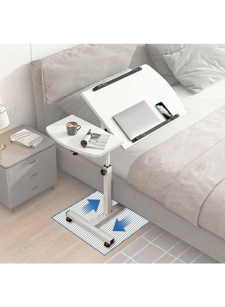 VUCATIN Computer Desk Rolling Overbed Table with Wheels Height Adjustable Laptop Computer Standing Desk Cart with Tilting Top Bedside Table  for Home Office Furniture (White) - Image 3