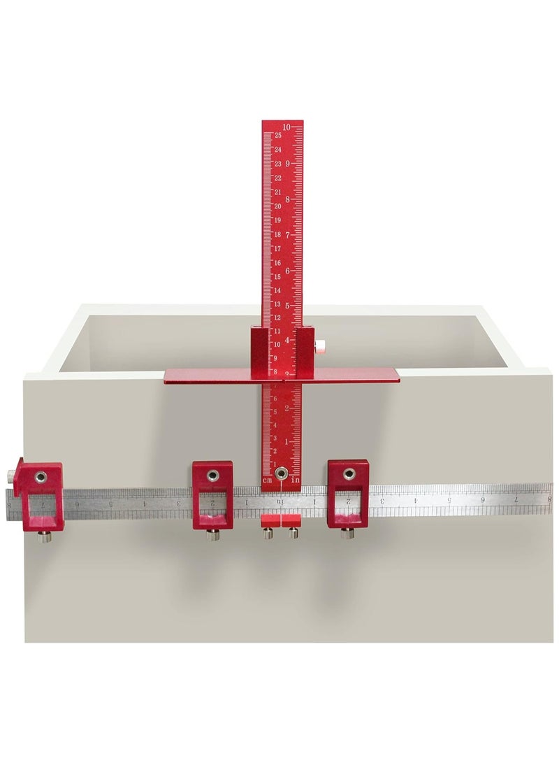 KASTWAVE Cabinet Hardware Jig Tool, Adjustable Punch Locator Drill Template Guide, Multifunctional Woodworking Aids Wood Drilling Dowelling Guide For Installation of Handles Knobs on Doors And Drawer (Red) - Image 1