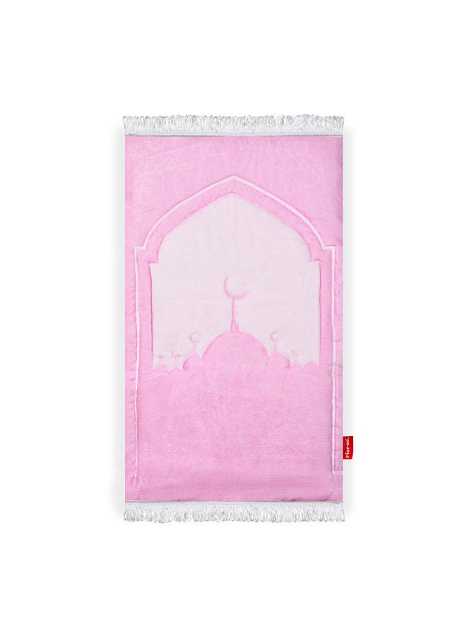 ricrac Printed Fiber Padded Prayer Mat- Pink Mosque 115*60cm Pink - Image 1