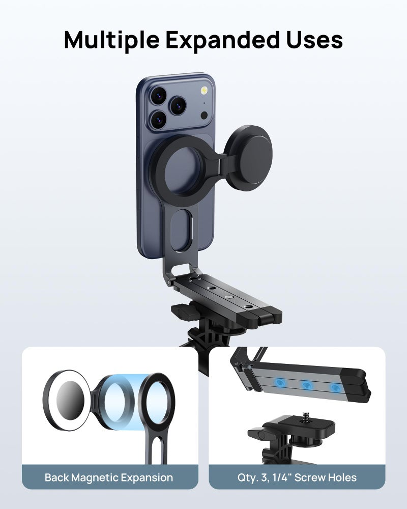 SODI Magnetic Phone Tripod Stand for iPhone - Strong Magnet Foldable Cell Phone Stand for Vlog, Gym, Travel Essentials, Mini Tripod Phone Stand Compatible with iPhone 17 16 15 14 13 12 Series - Image 3