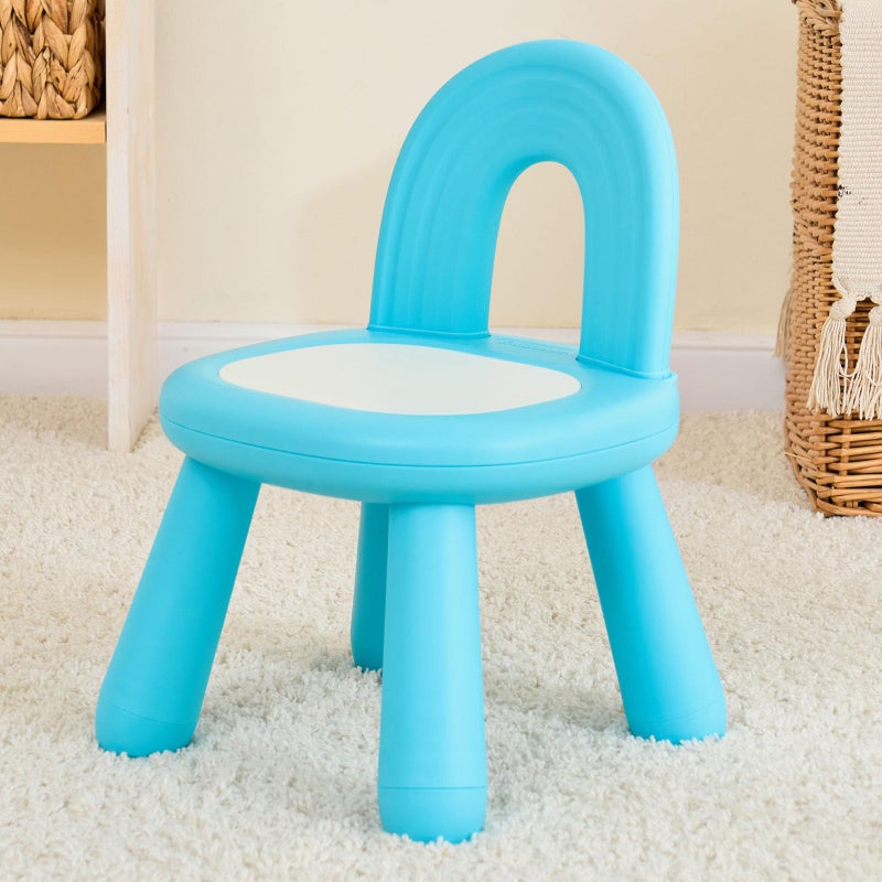 KidBloom Toddler Chair, Kids Chair for Table with Ergonomic Rainbow Backrest, Durable Small Versatile Plastic Child Chair for Toddlers 1-3, Blue - Image 1