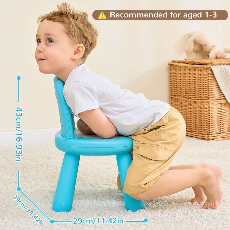 KidBloom Toddler Chair, Kids Chair for Table with Ergonomic Rainbow Backrest, Durable Small Versatile Plastic Child Chair for Toddlers 1-3, Blue - Image 3