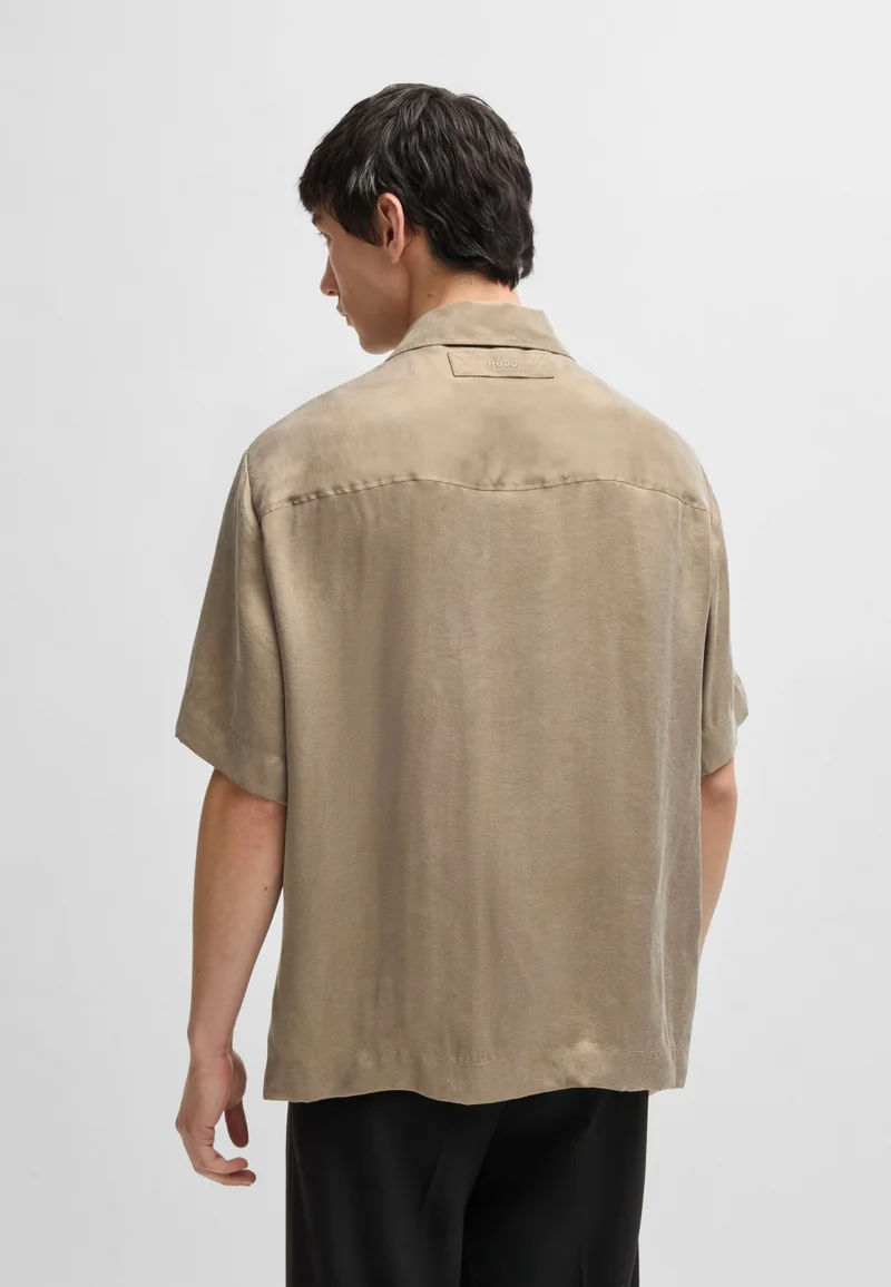 HUGO Brown Loose-fit shirt in lustrous twill for Men | Best Price UAE