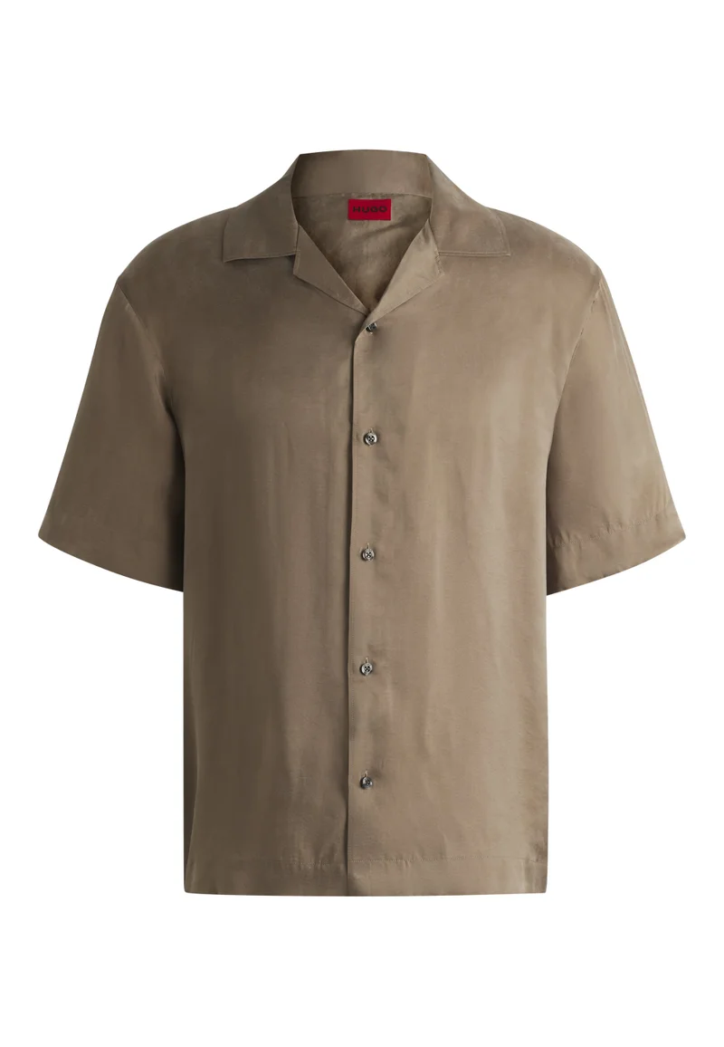 HUGO Brown Loose-fit shirt in lustrous twill for Men | Best Price UAE