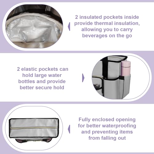 Wigojoy Nurse Bag, Work Bags with 15.6-inch Laptop Compartment, Teacher bag with Large Cup Holder, Nursing Tote Bag with Insulated Pocket for Nurses, Teachers, Students, and Professionals, Grey - Image 2