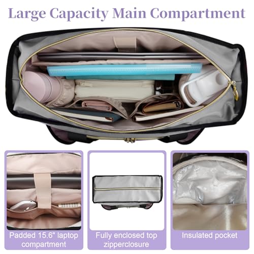 Wigojoy Nurse Bag, Work Bags with 15.6-inch Laptop Compartment, Teacher bag with Large Cup Holder, Nursing Tote Bag with Insulated Pocket for Nurses, Teachers, Students, and Professionals, Grey - Image 5