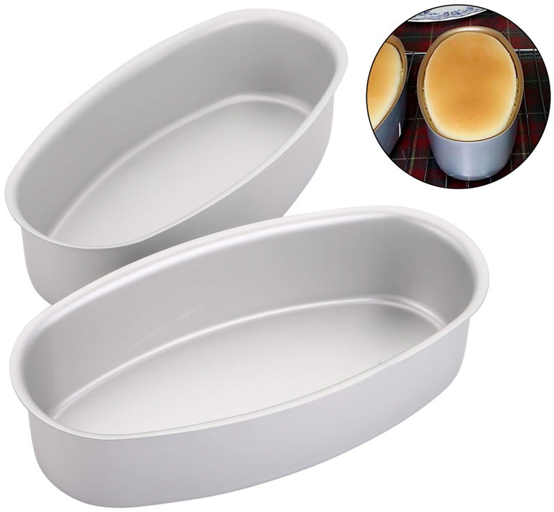 Yesland 4 Packs Oval Cheesecake Pan - 8 Inch Non-Stick Oval Cake Bread and Meat Bakeware - Aluminum Breads Loaf Pans/Cake Mold for Oven, Pot Baking in Home, Kitchen & Bakery Use(Silver) - Image 3