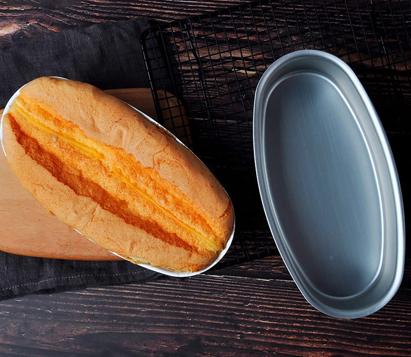 Yesland 4 Packs Oval Cheesecake Pan - 8 Inch Non-Stick Oval Cake Bread and Meat Bakeware - Aluminum Breads Loaf Pans/Cake Mold for Oven, Pot Baking in Home, Kitchen & Bakery Use(Silver) - Image 5
