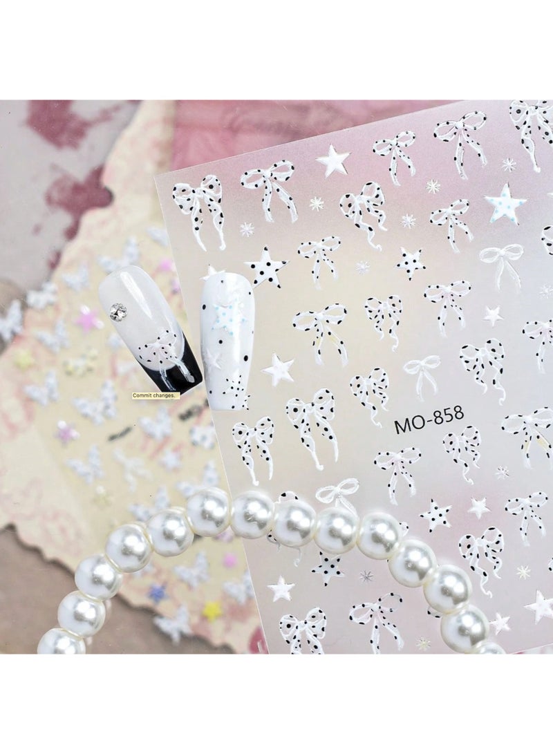 brunson Cute 3D Bow Nail Art Stickers | Tiny Ribbon Bow & Vintage Nail Decals | DIY Manicure Decorations for Gel, Acrylic & Natural Nails - Image 2