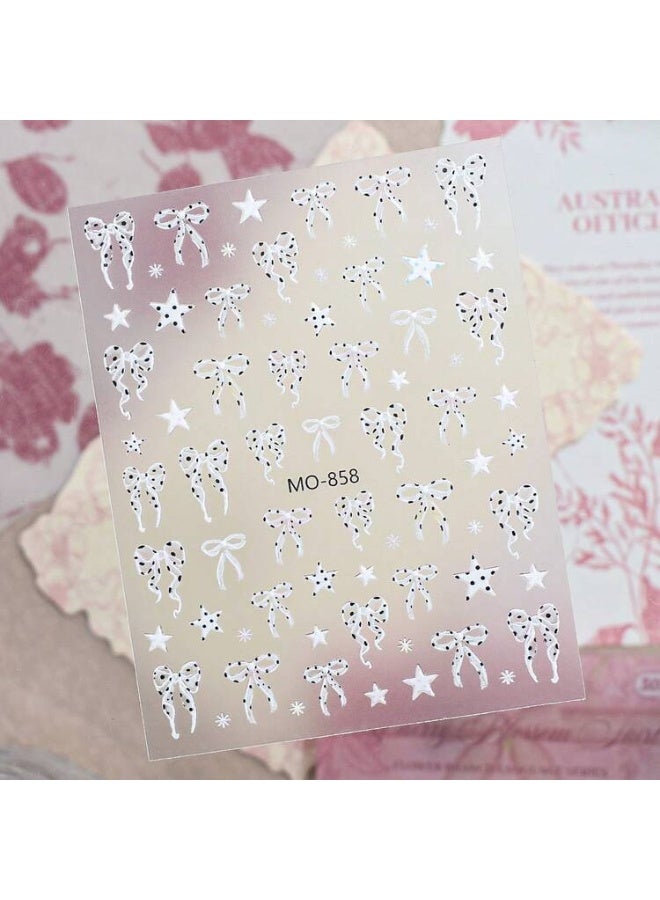 brunson Cute 3D Bow Nail Art Stickers | Tiny Ribbon Bow & Vintage Nail Decals | DIY Manicure Decorations for Gel, Acrylic & Natural Nails - Image 3