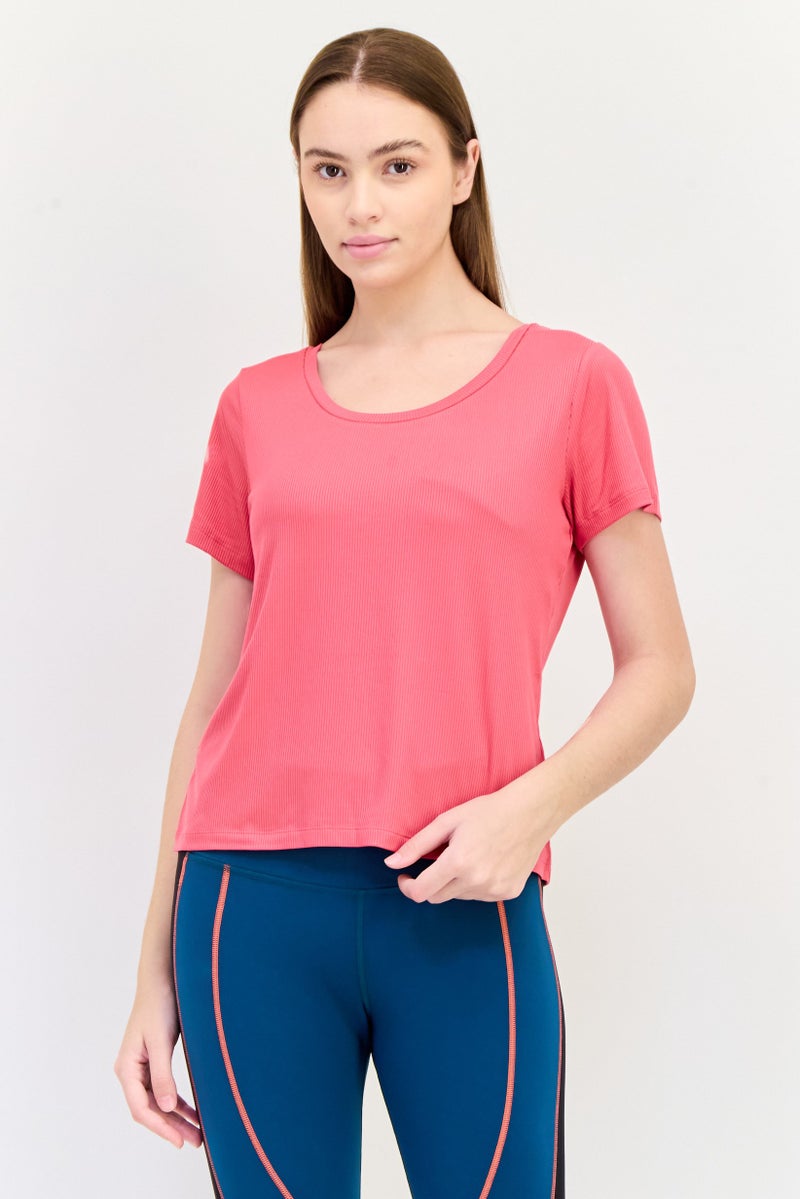 SKECHERS Women Sportswear Fit Short Sleeves Outdoor T-shirt, Coral - Image 1