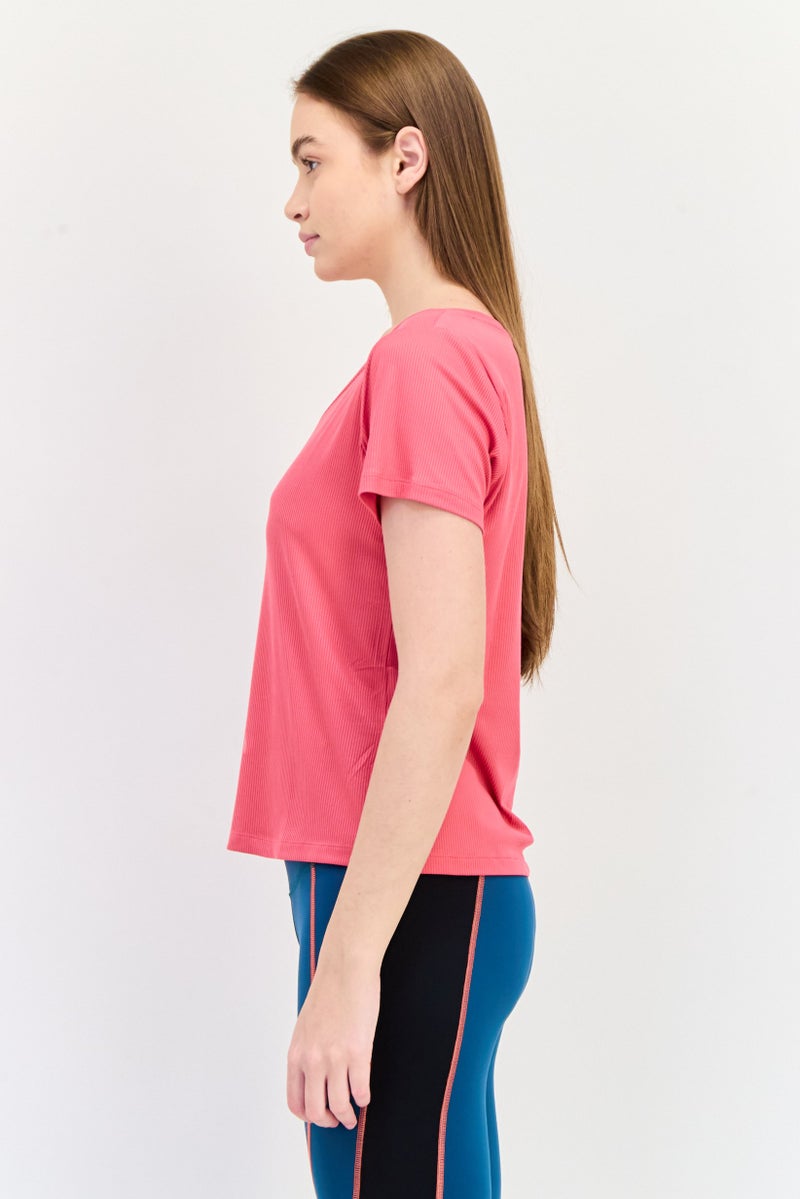 SKECHERS Women Sportswear Fit Short Sleeves Outdoor T-shirt, Coral - Image 4