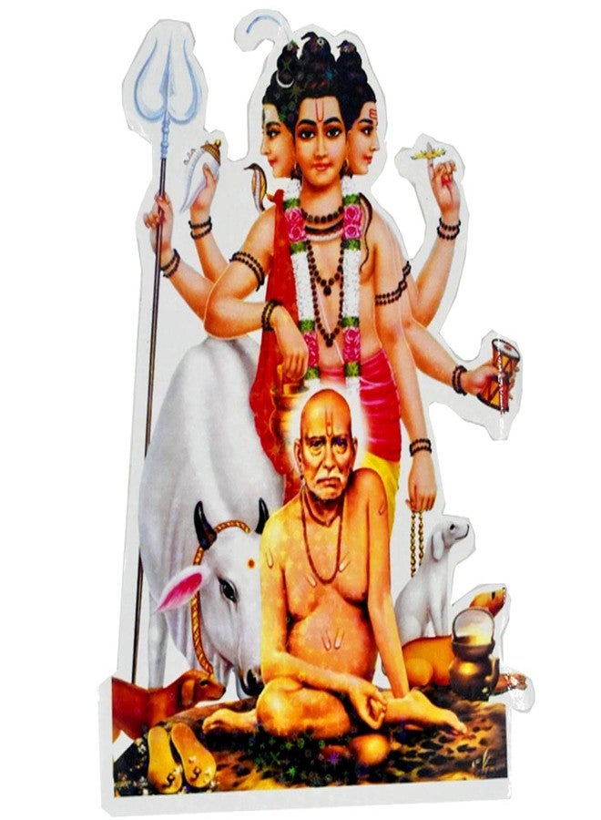 AFH Lord Dattatreya Decorative Transparent Sticker for Home, Office, Car (Sticker Paper; L:-20 cm x W:- 15 cm)