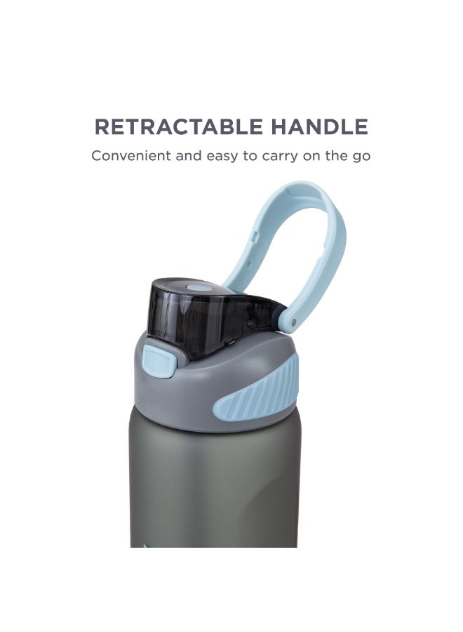Hydrobrew Personalized Sip Switch Tritan Water Bottle 1000ml Leakproof, BPA Free, Straw & Spout Lid- Graphite - Image 4