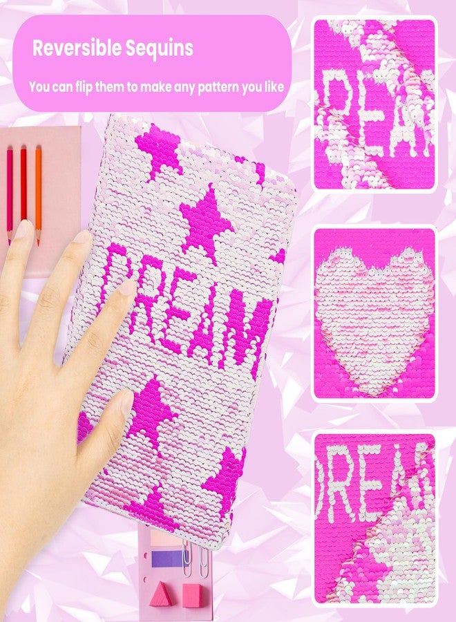 Geesinimo A5 Scrapbook Journal Fashionable Sequin Diary for Junk Journaling & Daily Logging - Budget Planner, Organizer, Gifts for School, College & Travel - Aesthetic Health Challenge - Image 3