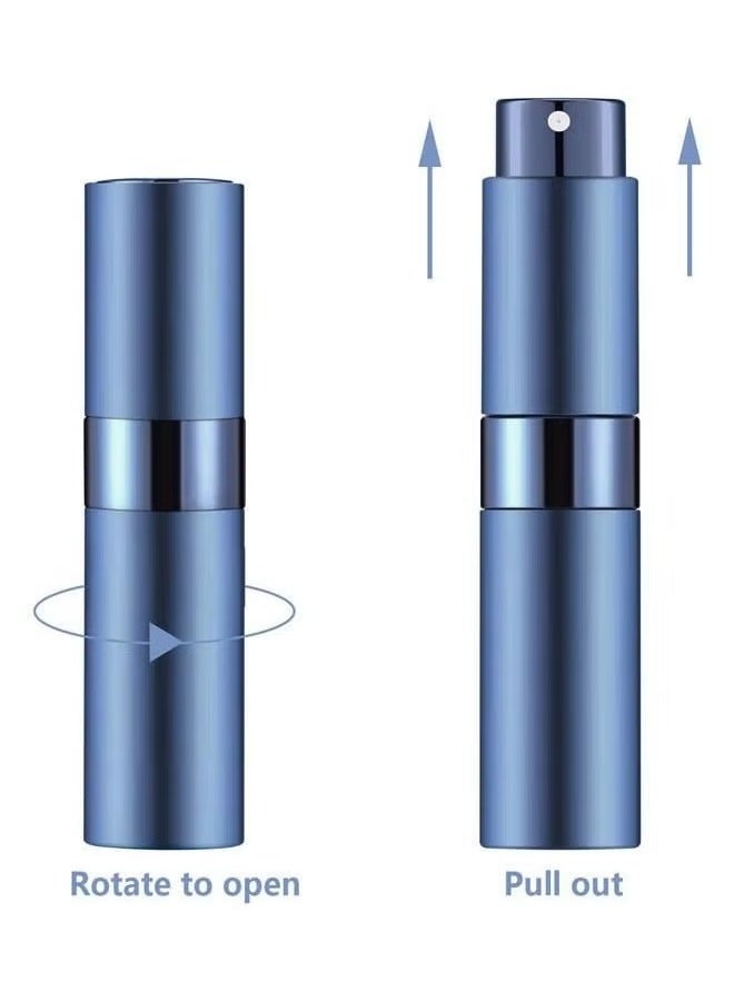 HOMESTAR 2Pcs Portable Mini Refillable Perfume Bottle Set 8ml, with Metallic Exterior & Glass Atomizer Bottle, Travel Interior Sprayer Squeeze Transfer Pipette for Liquid Dispenser(Silver,Dark Blue) - Image 2