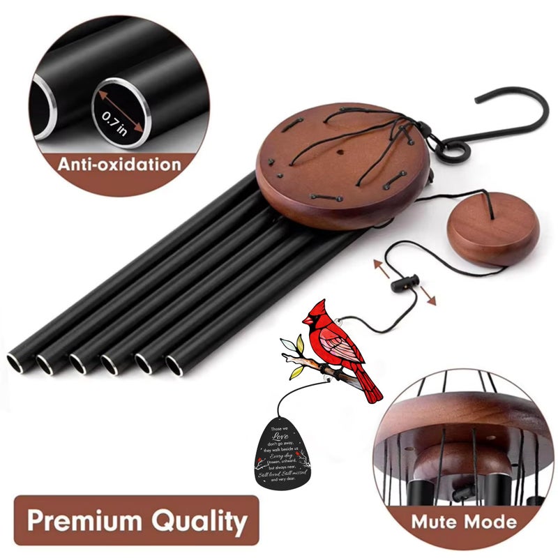 2IMT Memorial Wind Chimes For Loss Of Loved One  Sympathy Gifts For Loss Of Mother/Dad/Husband - Cardinal Wind Chimes For Outside With Mute Option  In Memory Of Loved One Gifts  Sympathy Wind Chimes 36'' - Image 3
