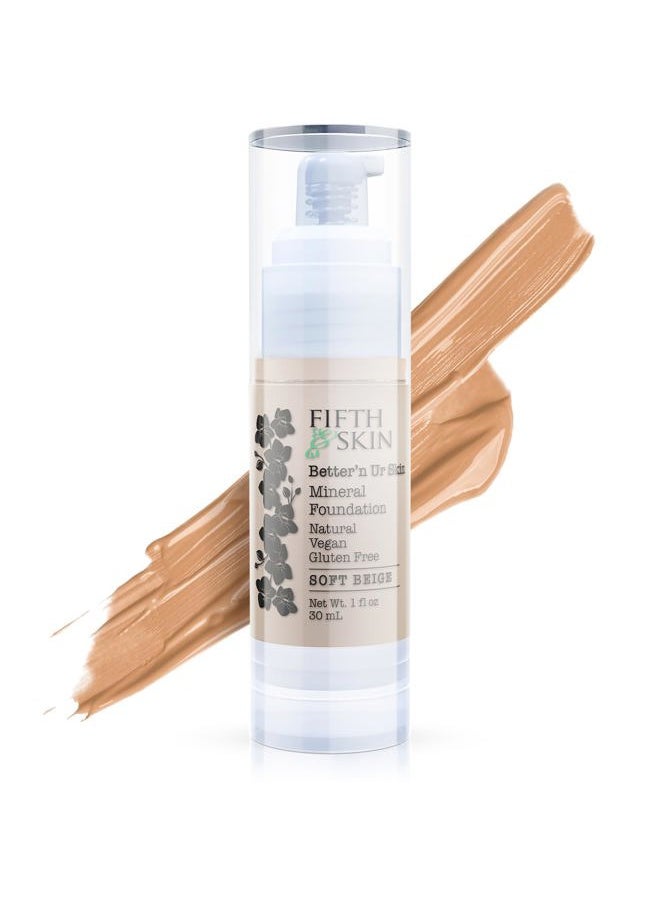 Fifth & Skin - : Better'n Ur Skin Liquid Foundation (SOFT BEIGE) - Natural, Organic, Vegan, Cruelty-Free - Gluten-Free Beauty with Buildable Coverage and Palm-Free Luxury - 1 oz - Image 1