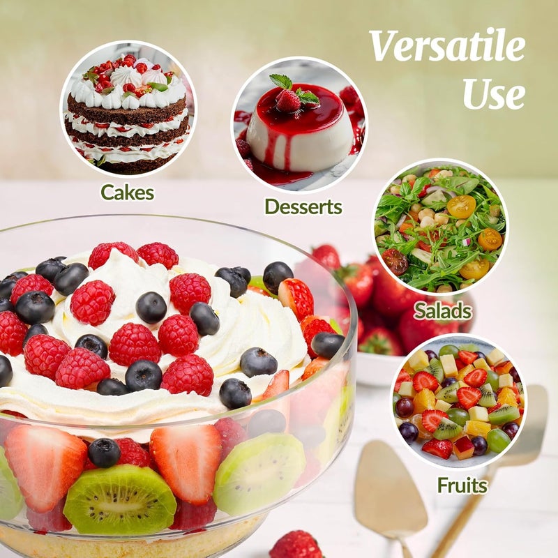 NiHome وعاء تريفل زجاجي شفاف سعة 110 أونصة للحلويات المتعددة الطبقات، الجيلي، السلطات، الأطباق الباردة، وعاء الفواكه، تصميم مستوحى من المارتيني، وعاء حلويات كبير لتجمعات العائلة، الحفلات - Image 2