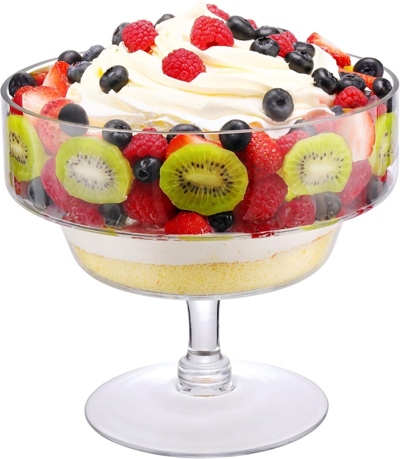 NiHome وعاء تريفل زجاجي شفاف سعة 110 أونصة للحلويات المتعددة الطبقات، الجيلي، السلطات، الأطباق الباردة، وعاء الفواكه، تصميم مستوحى من المارتيني، وعاء حلويات كبير لتجمعات العائلة، الحفلات - Image 1