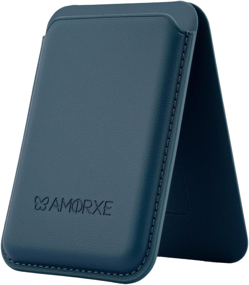 AMORXE MagSafe Wallet & Cardholder with Stand, Strong N52 Magnets, Slim Leather Design,Spring Clip Hold 1–3 Cards Securely,Compatible with iPhone 17/16/15/14/13/12 Series (Not 12/13 Mini),Green, Blue - Image 1