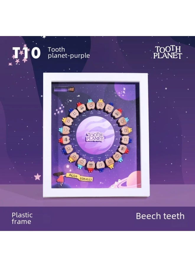 T10 Plastic Frame Toothpick Box Boys Girls Tooth Tissue Storage Memo Box Baby Remembrance Storage Youth Suitable-Color:T10 Plastic Frame Beech Teeth-tooth Planet-girls  - Image 1