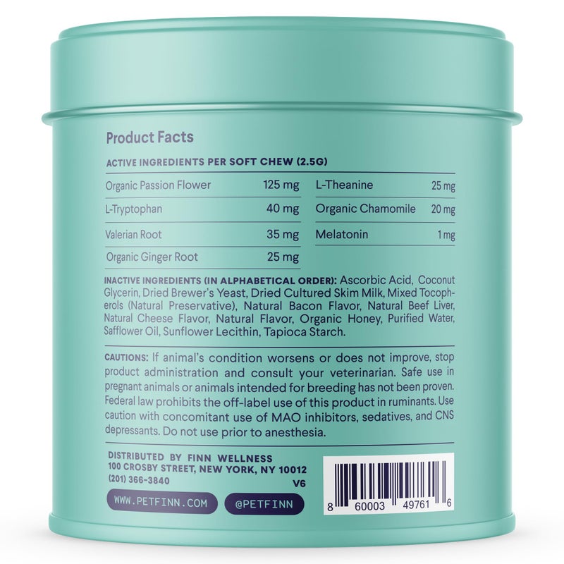 Finn Calming Aid for Dogs - Natural Calming Chews with Melatonin to Support Stress, Separation & Sleep - 90 Soft Chews - Image 4