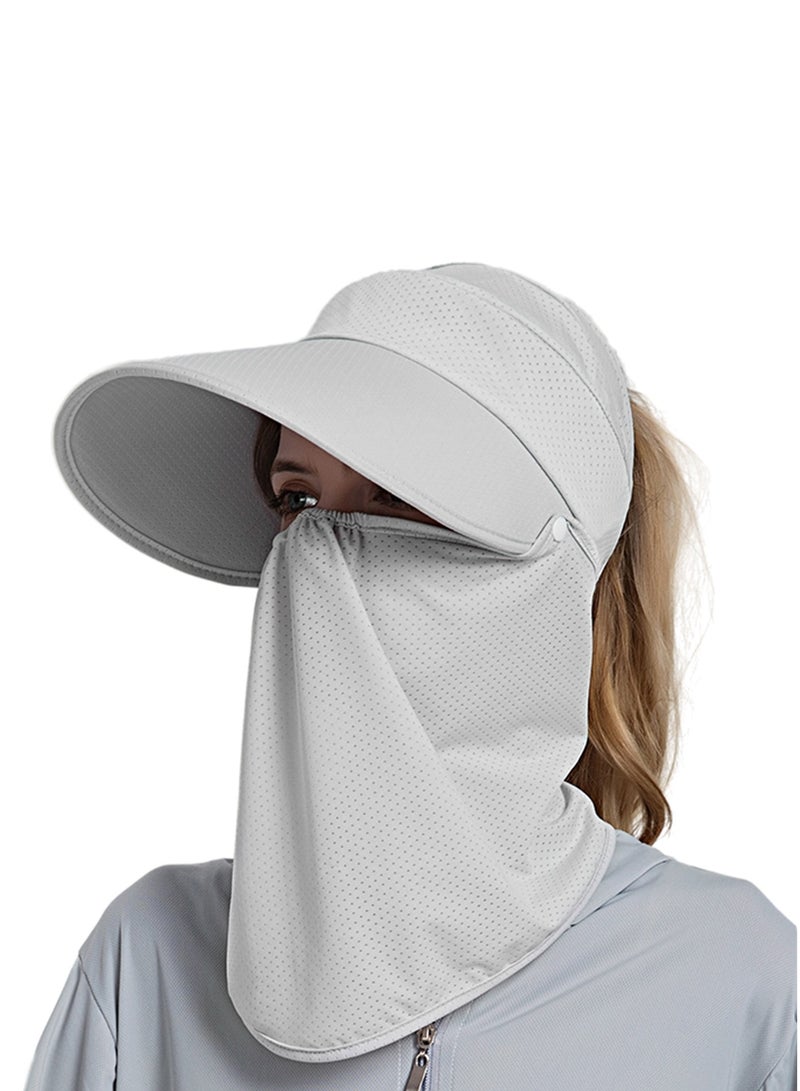NOVOLAN Sun Hat Wide Brim Uv Protection Beach Hat Sun Visor Bucket Hat Beach Cap, Braid Hat Ice-Sensing Sunscreen Hat Women's Summer Riding Face Mask Outdoor Sunshade Sun Hat Sun Protection (grey)  - Image 1