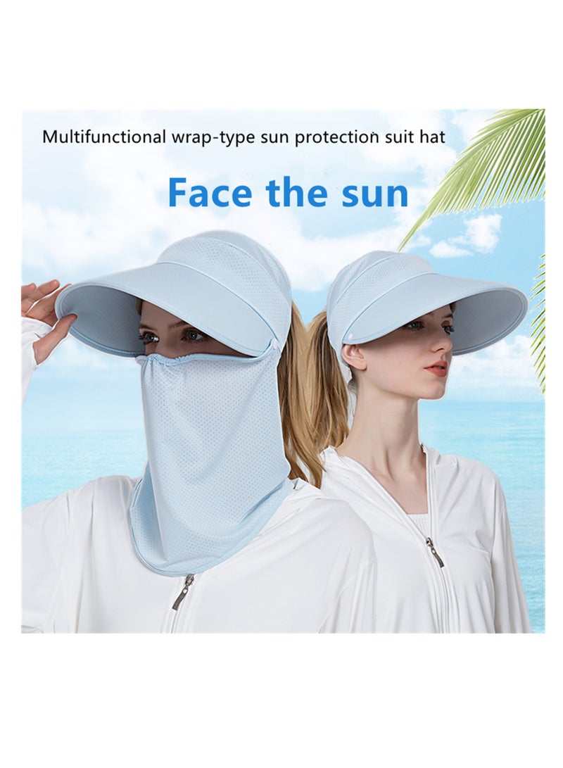 NOVOLAN Sun Hat Wide Brim Uv Protection Beach Hat Sun Visor Bucket Hat Beach Cap, Braid Hat Ice-Sensing Sunscreen Hat Women's Summer Riding Face Mask Outdoor Sunshade Sun Hat Sun Protection (grey)  - Image 3
