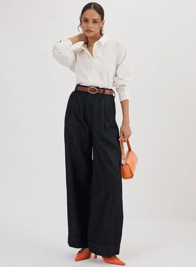 Femmella  White Cotton Back Button Detailing Shirt for Women | Best Price UAE