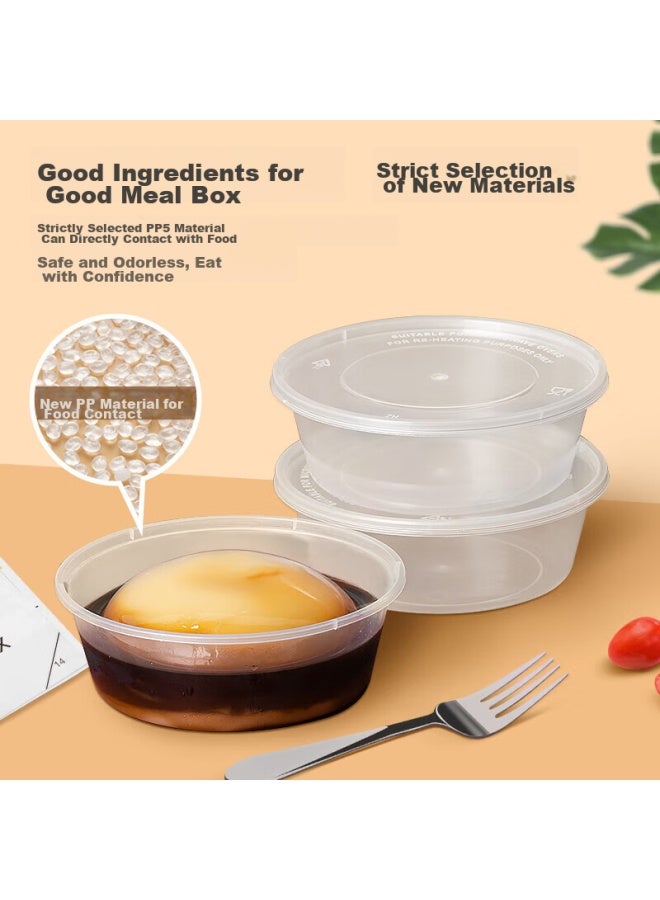 Yata Wutian Disposable Food Containers, Takeout Boxes, Plastic Round Containers With Lids, 450ml, 50 Sets, Takeout Soup Bowls - Image 2