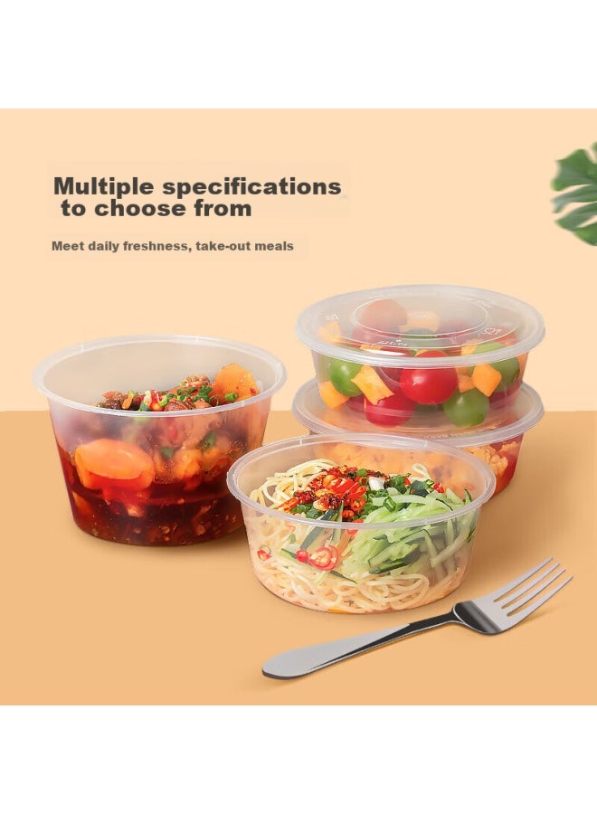 Yata Wutian Disposable Food Containers, Takeout Boxes, Plastic Round Containers With Lids, 450ml, 50 Sets, Takeout Soup Bowls - Image 4