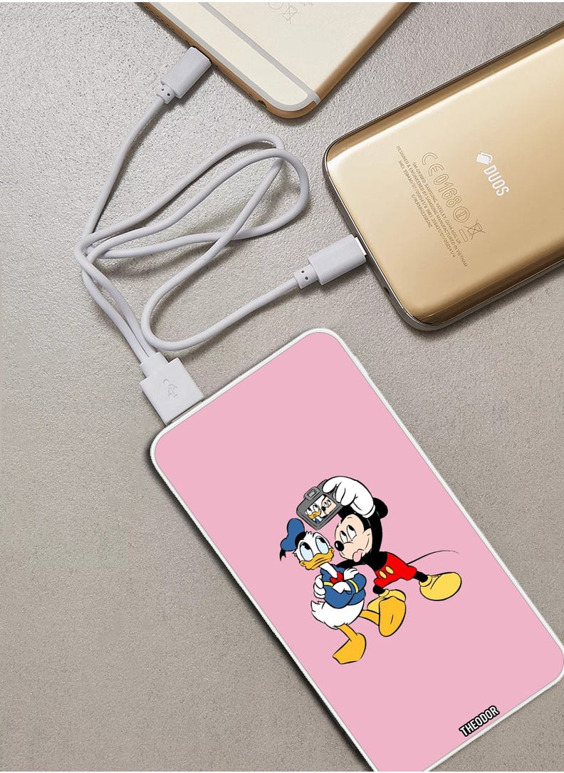 Theodor - 10,000 mAh Super Fast Charging Ultra Compact Power Bank with Quick Charge & Power Delivery, Portable Charger For iPhone and Android Mickey Donald selfie - Image 1