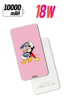 10,000 mAh Super Fast Charging Ultra Compact Power Bank with Quick Charge & Power Delivery, Portable Charger For iPhone and Android Mickey Donald selfie