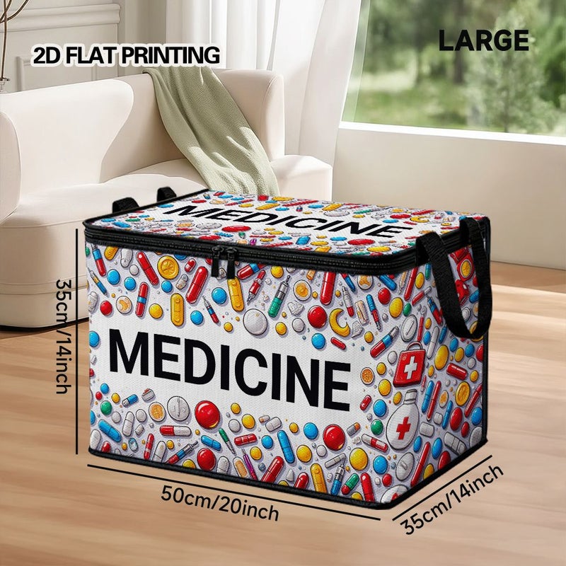 1pc Colorful Medicine Array Design Storage Bin With Lid For Books Soft Fabric 19.69 13.78 13.78inch Office Supplies Holiday Decorations Closet Organizer Shelf Storage Seasonal Storage Box - Image 3