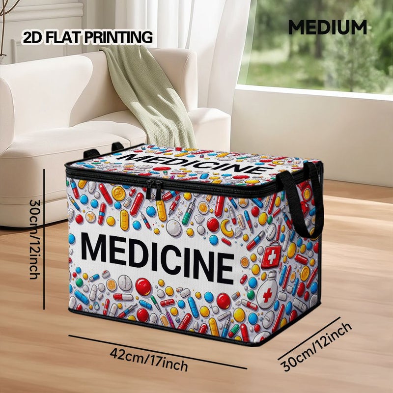 1pc Colorful Medicine Array Design Storage Bin With Lid For Books Soft Fabric 19.69 13.78 13.78inch Office Supplies Holiday Decorations Closet Organizer Shelf Storage Seasonal Storage Box - Image 5