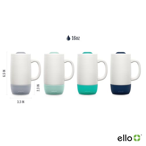 Ello Jane 18oz Ceramic Travel Mug with Handle, Splash-Resistant Slider Lid and Built-in Coaster, Perfect for Coffee and Tea, BPA Free, Dishwasher Safe, Holiday Gift Her Him, Midnight - Image 3
