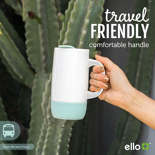 Ello Jane 18oz Ceramic Travel Mug with Handle, Splash-Resistant Slider Lid and Built-in Coaster, Perfect for Coffee and Tea, BPA Free, Dishwasher Safe, Holiday Gift Her Him, Midnight - Image 4