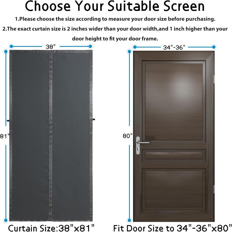 Mpmedo Magnetic Thermal Insulated Door Curtains,Upgraded-Fabric Folding Door for doorways,Temporary Attic Door Insulation Cover,Dark Grey Fabric Magnetic Screen Door,Door Draft Stopper for Summer Winter - Image 4