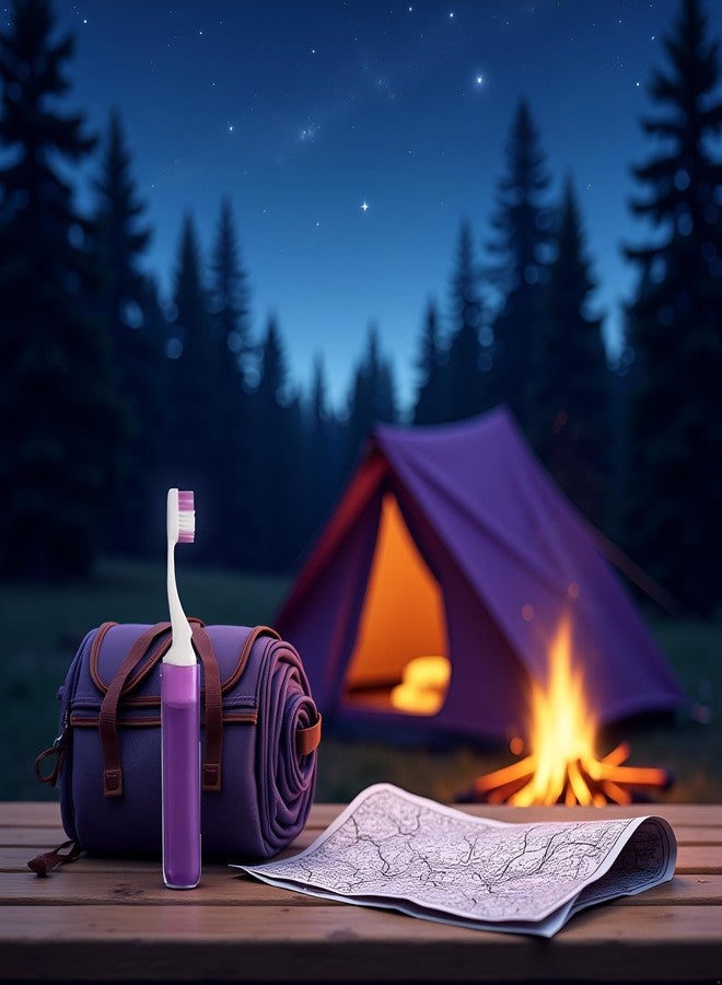 Jizlan Purple Travel Toothbrushes with Cover Case Holders, Foldable Mini Compact Travel Toothbrush Portable Soft Bristles Tooth Brushes Kit Adults Size Individually Wrapped Good for Hiking Camping - Image 4