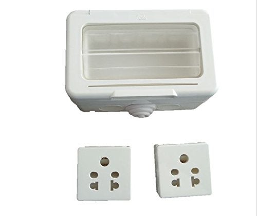 c&s electric Polyvinyl Chloride Type I 4 Module Waterproof Gang Box with 2 6A Socket (White) - Image 5