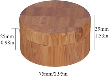 UPSTORE 1PCS 30G30ML1oz Empty Environmental Bamboo Appearance Loose Powder Cosmetic Jars Makeup Storage Case Box Holder Container with Plastic Sifter and Sponge Puff Baby Powder Puff Kit DIY Beauty Tool - Image 3