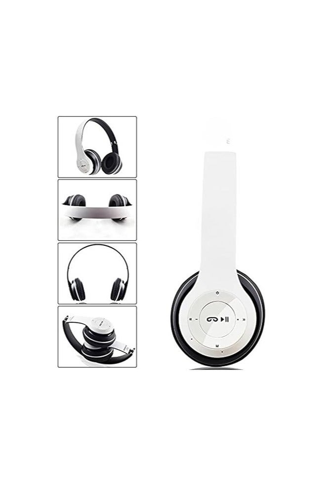 Wireless Bluetooth Gaming Headphones, Over-Ear RGB LED Headset with Microphone, Memory Card Support, Compatible with Laptop, Mobile Phone, PC, White  - Image 2