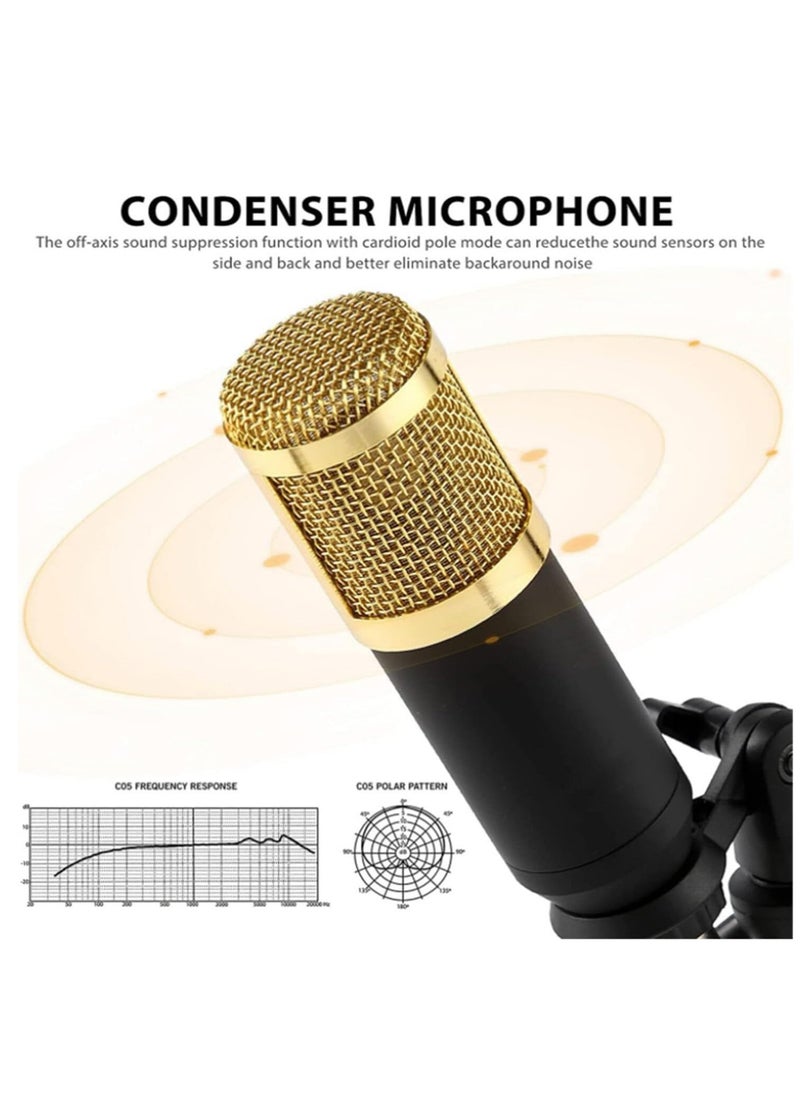 BORTONY - Sound Card Podcast Kit Bundle with Audio Interface F998 Voice Changer Sound Card Condenser Karaoke Microphone Mic Stand and Mic Pop Filter Multi Sound Effects for Live Streaming Podcast Mic Starter Kit DJ Audio Mixer for Podcast and Live - Image 1