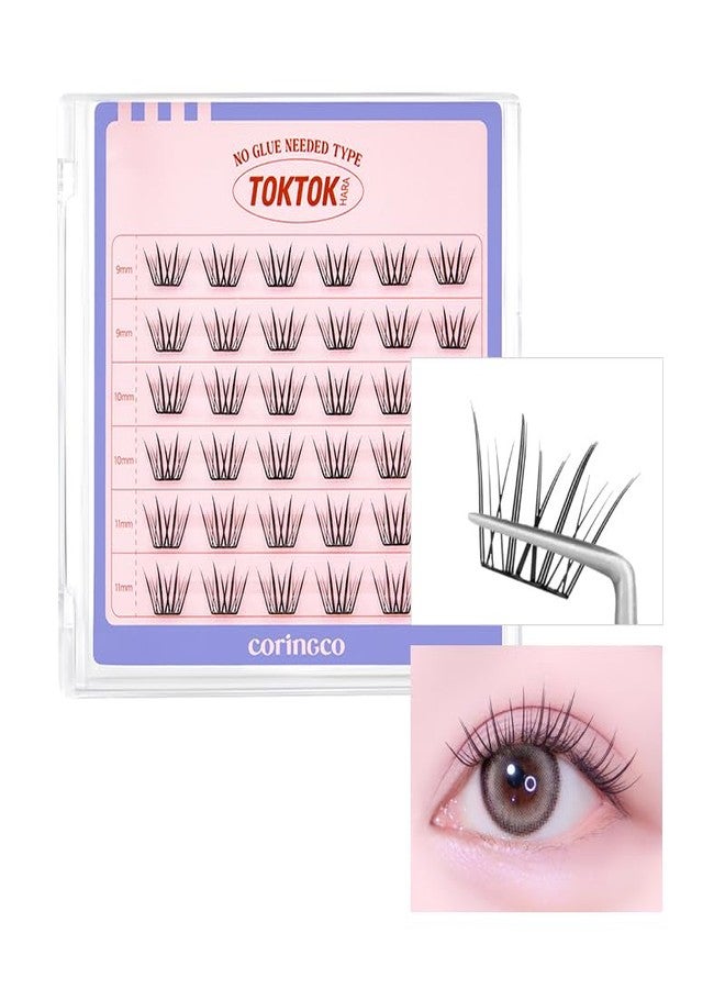 CORINGCO Toktok Hara Light Self Adhesive False Eyelashes, Natural Look, No Glue Needed, Assorted Set of 9/10/11mm, Reusable Lash Clusters Kbeauty - Blossom - Image 2
